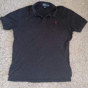 Ralph Lauren Polo Shirt Men’s L Black Red Pony 100% Cotton Classic Fit
